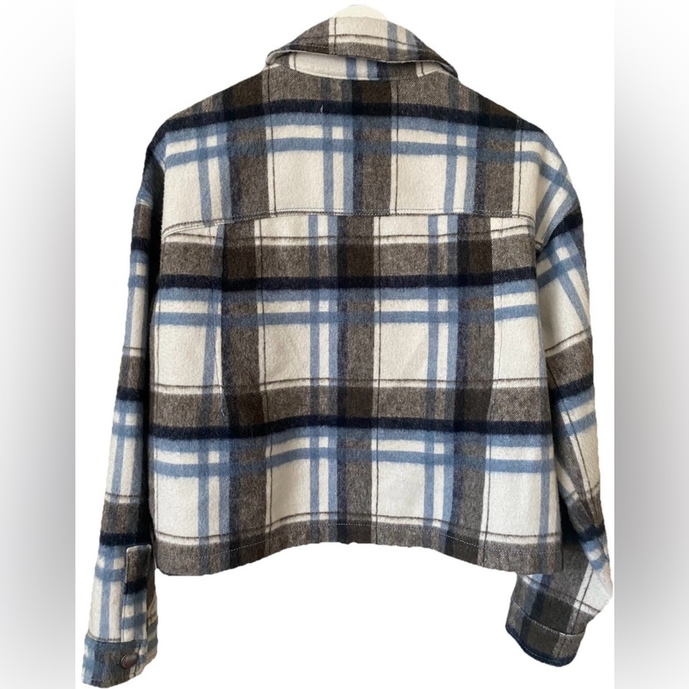 Stylish Zara Plaid Cropped Jacket 🤎 Oversized Fit Cozy Layering Piece Size S - Picture 3 of 9